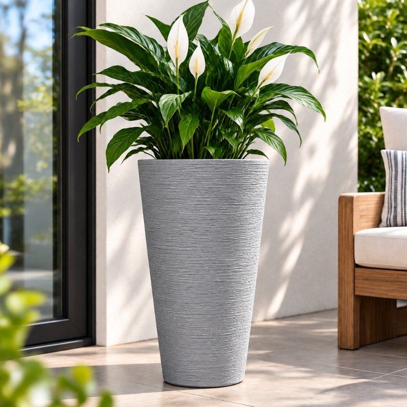 MACETA CONICA GRIS 57cm - Imagen 2