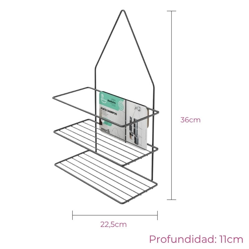 ESTANTE DOBLE PARA BAÑO NEGRO - Imagen 2