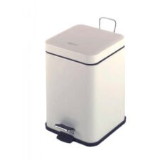 *BASURERO C/PEDAL METAL 6L CUAD BLANCA