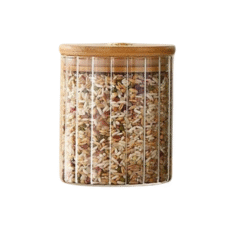 FRASCO DE VIDRIO DECORADO TAPA BAMBU - 500ml