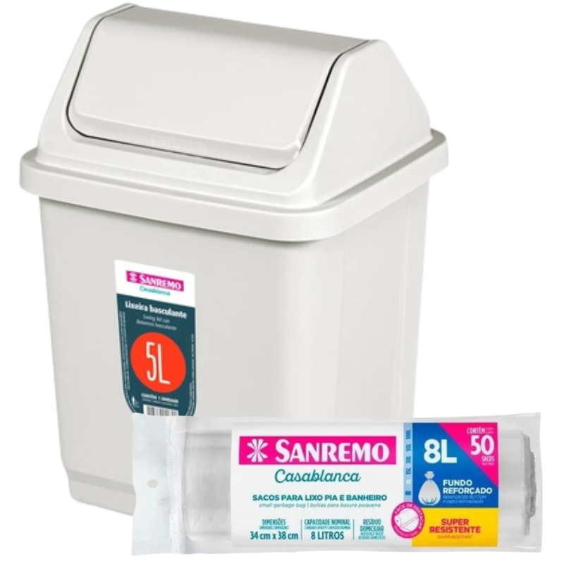 BASURERO 5LTS + 50 BOLSAS - SANREMO: imagen 1