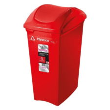 BASURERO CON TAPA VAIVÉN DE 40lts ROJO